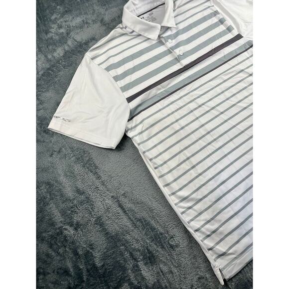 Under Armour Men’s Large White Gray Striped HeatGear Polo Excellent - Picture 7 of 13